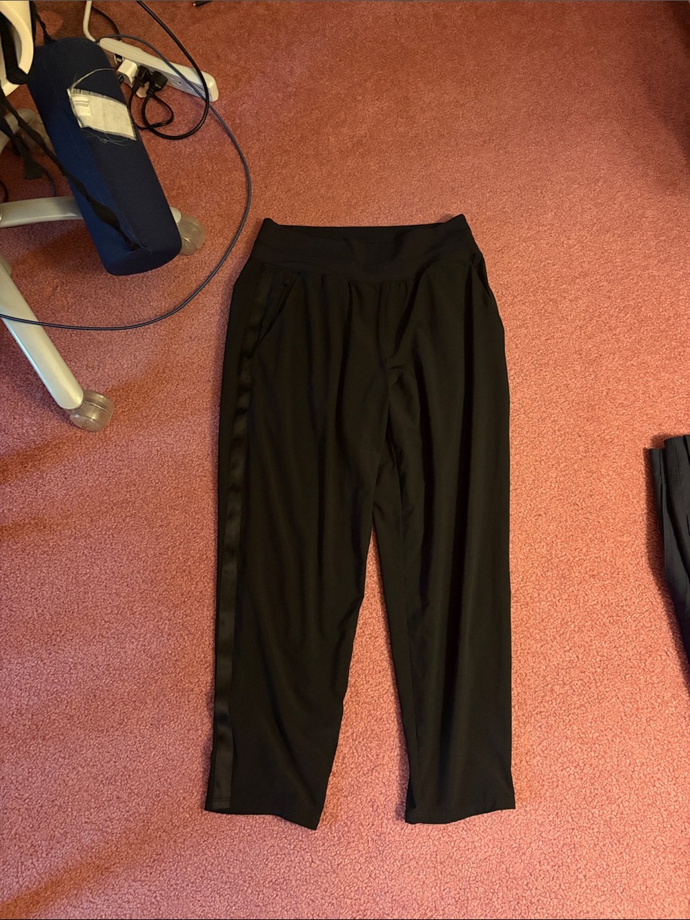 Athleta Black Track Joggers with Tonal Side Stripe
